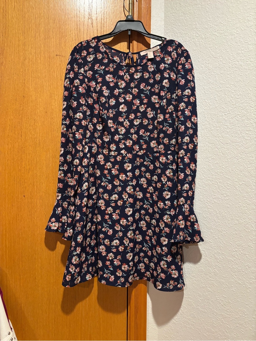 Navy Floral Long-Sleeve Dress